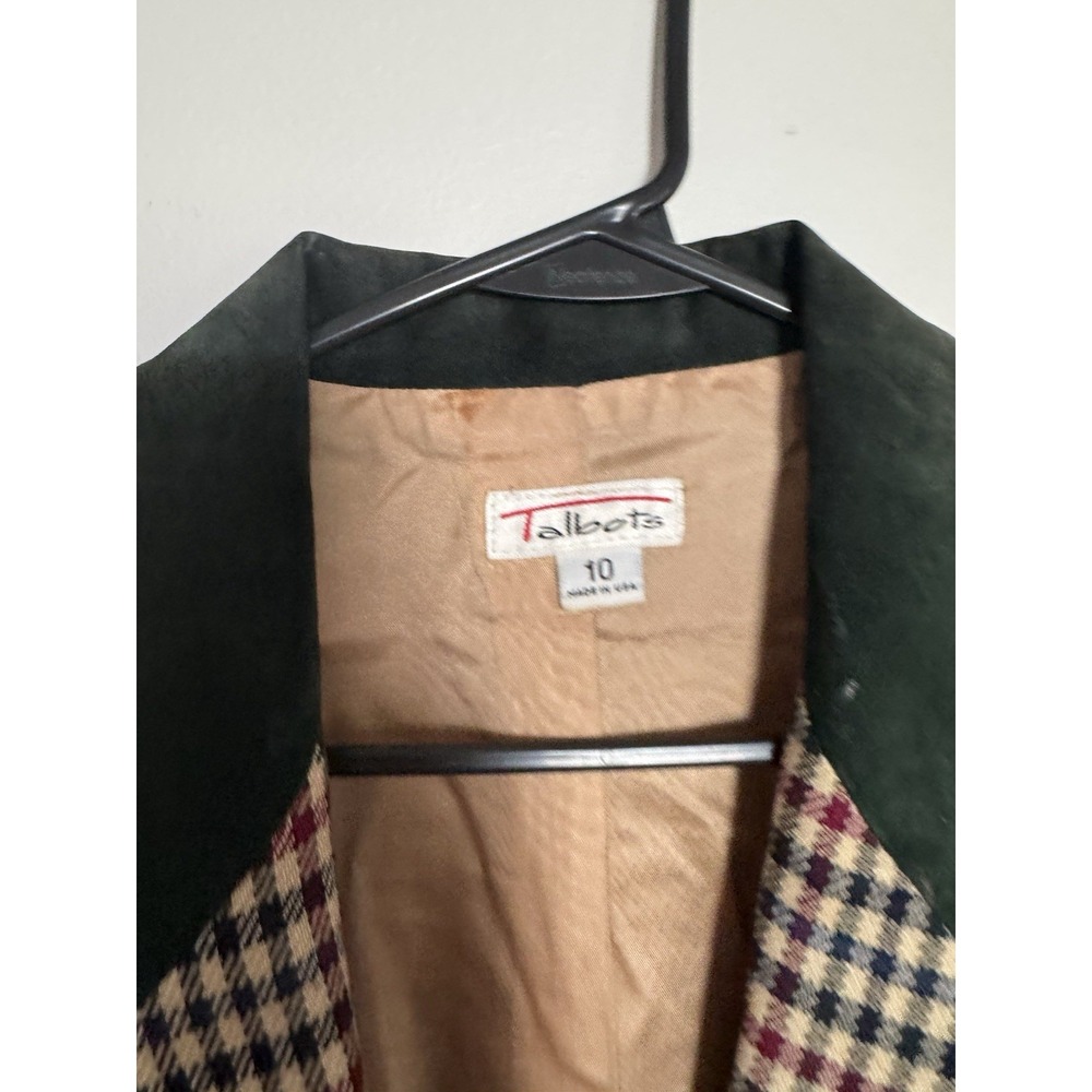 Vintage Talbots Wool Blazer Velvet Collar Academia Equestrian Plaid Sz 10 - Picture 2 of 3